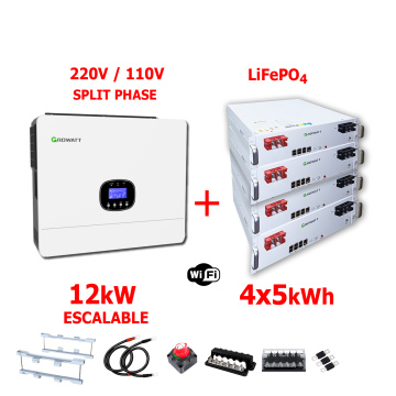 Respaldo Eléctrico 12kW Growatt con 20kWh en baterías de LITIO Growatt