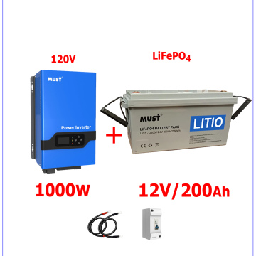 Respaldo Eléctrico Must 1000W con batería de LITIO 12V 200Ah