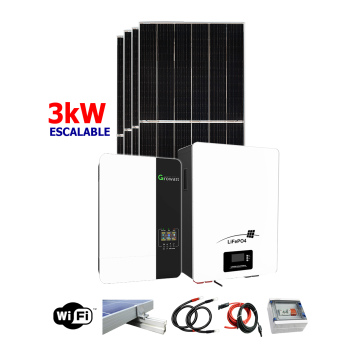 Kit Solar Growatt 3kW con banco de baterías de 5120Wh y 1760W en paneles solares 