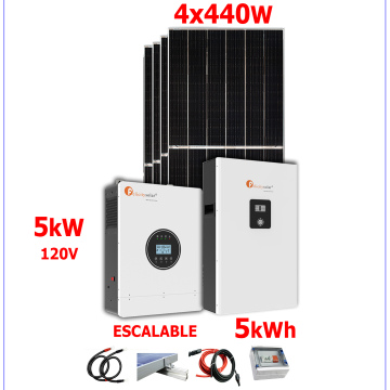 Kit Solar Modular de 5kW con banco de baterías de 5120Wh y 1760 en paneles solares