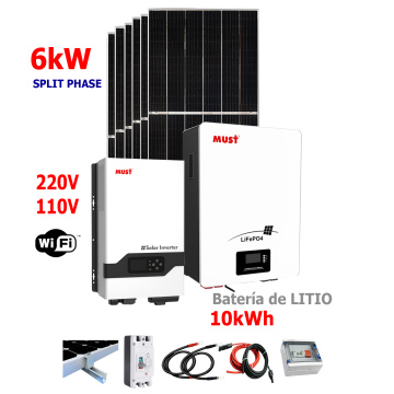 Kit Solar Must 6kW con banco de baterías de 10240Wh  2640W en paneles solares 