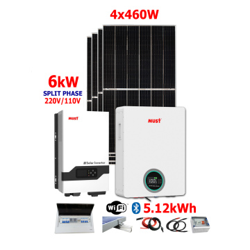 Kit Solar Must 6kW con baterías de 5120Wh  1840W en paneles solares 