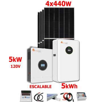 Kit Solar Modular de 5kW con banco de baterías de 5120Wh y 1760 en paneles solares