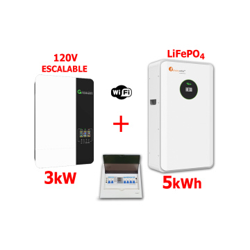 Respaldo Eléctrico 3kW Growatt con batería de  LITIO de 5kWh