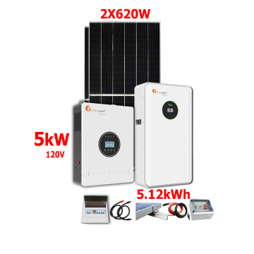 Kit Solar Modular de 5kW con banco de baterías de 5120Wh y 1240W en paneles solares