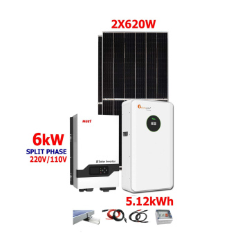 Kit Solar Must 6kW con baterías de 5120Wh  1240W en paneles solares 