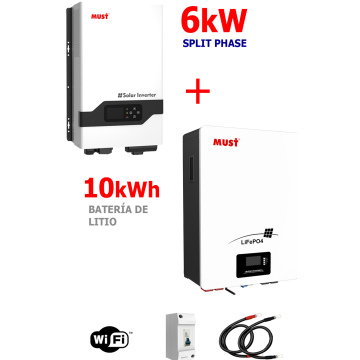 Respaldo Eléctrico 6kW Must con batería de  LITIO 10kWh 
