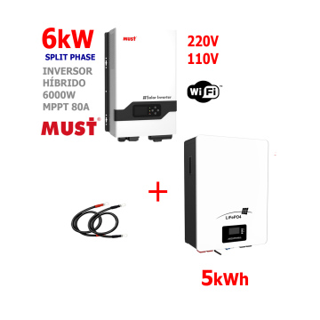 Respaldo Eléctrico 6kW Must con batería de  LITIO 5kWh