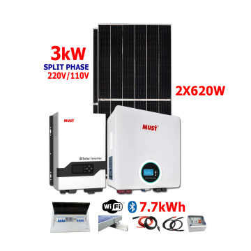 Kit Solar Must 3kW con banco de baterías de LITIO de 5120Wh y 1720W en paneles solares