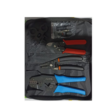 Combo Prensa Terminales MC4 Pelacable Corta cable Estuche